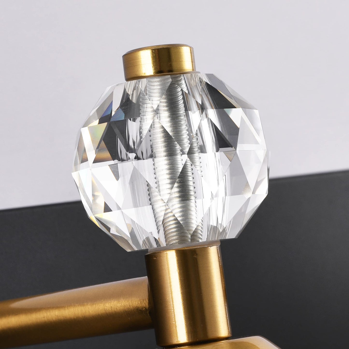 PRESDE Black Gold Crystal Bathroom Vanity Lights Fixtures Over Mirror Modern 3 Light Bath Wall Lighting