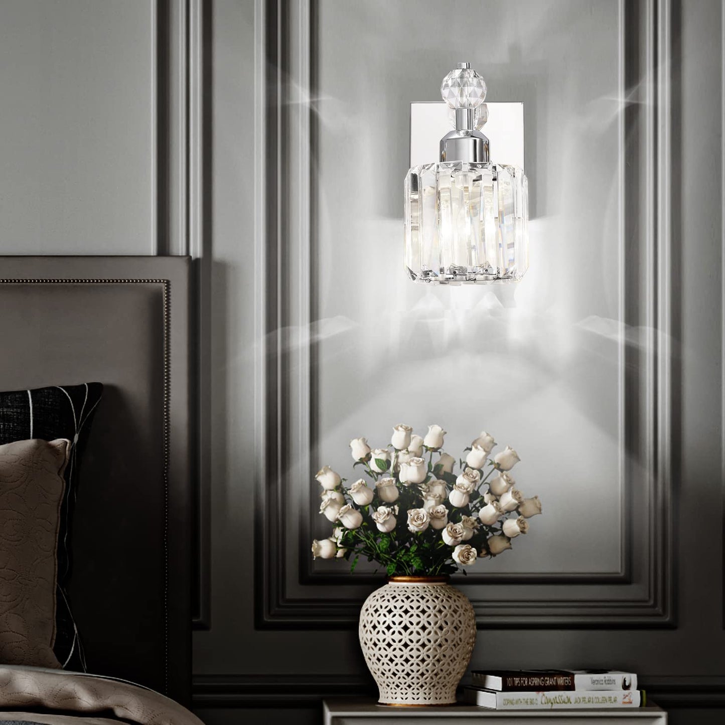 PRESDE Black Gold Crystal Bathroom Vanity Lights Fixtures Over Mirror Modern 3 Light Bath Wall Lighting