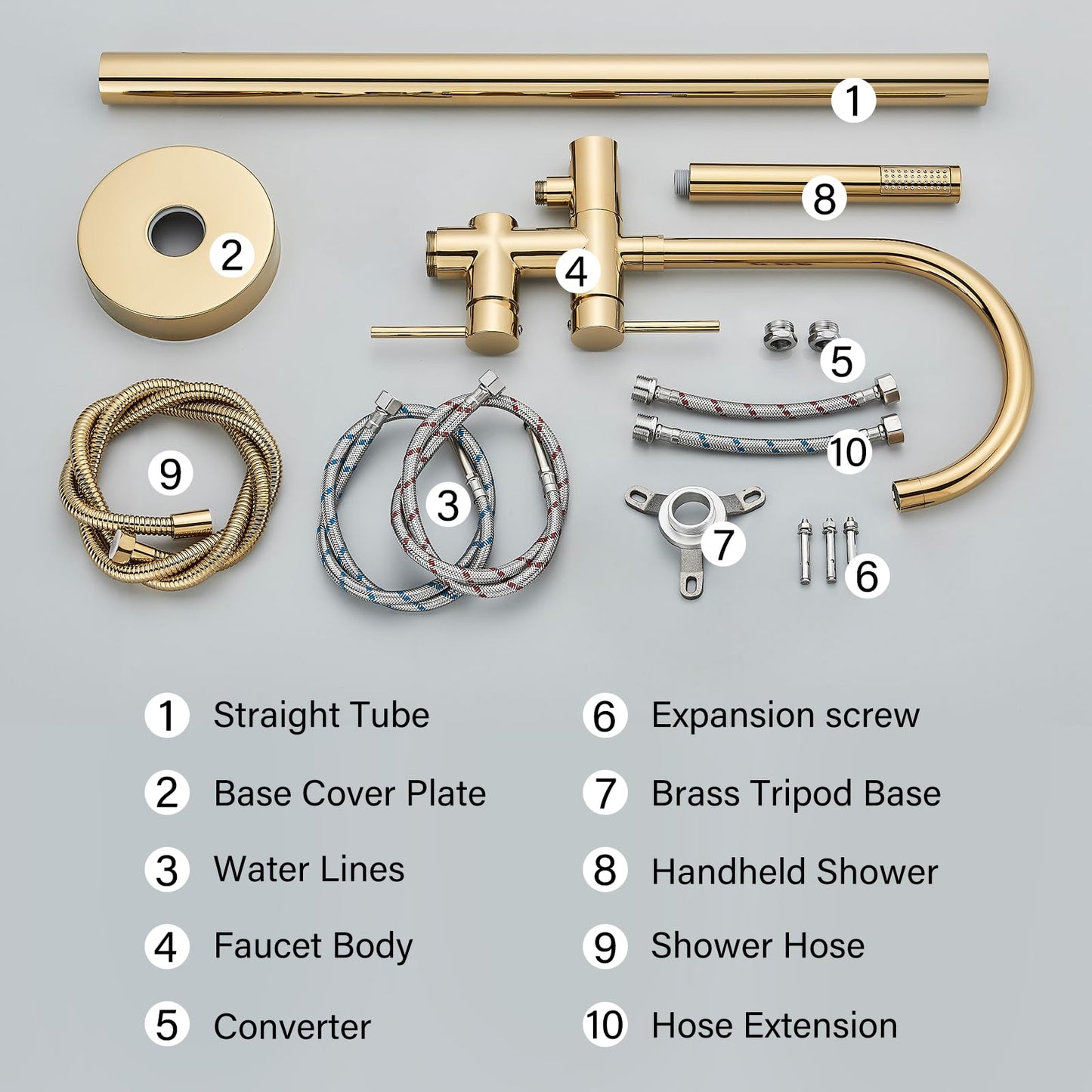 YAGATAP Freestanding Bathtub Faucet Floor Mount Tub Filler Matte Black High Flow Shower Faucets with Handheld Shower Mixer Taps Swivel Spout