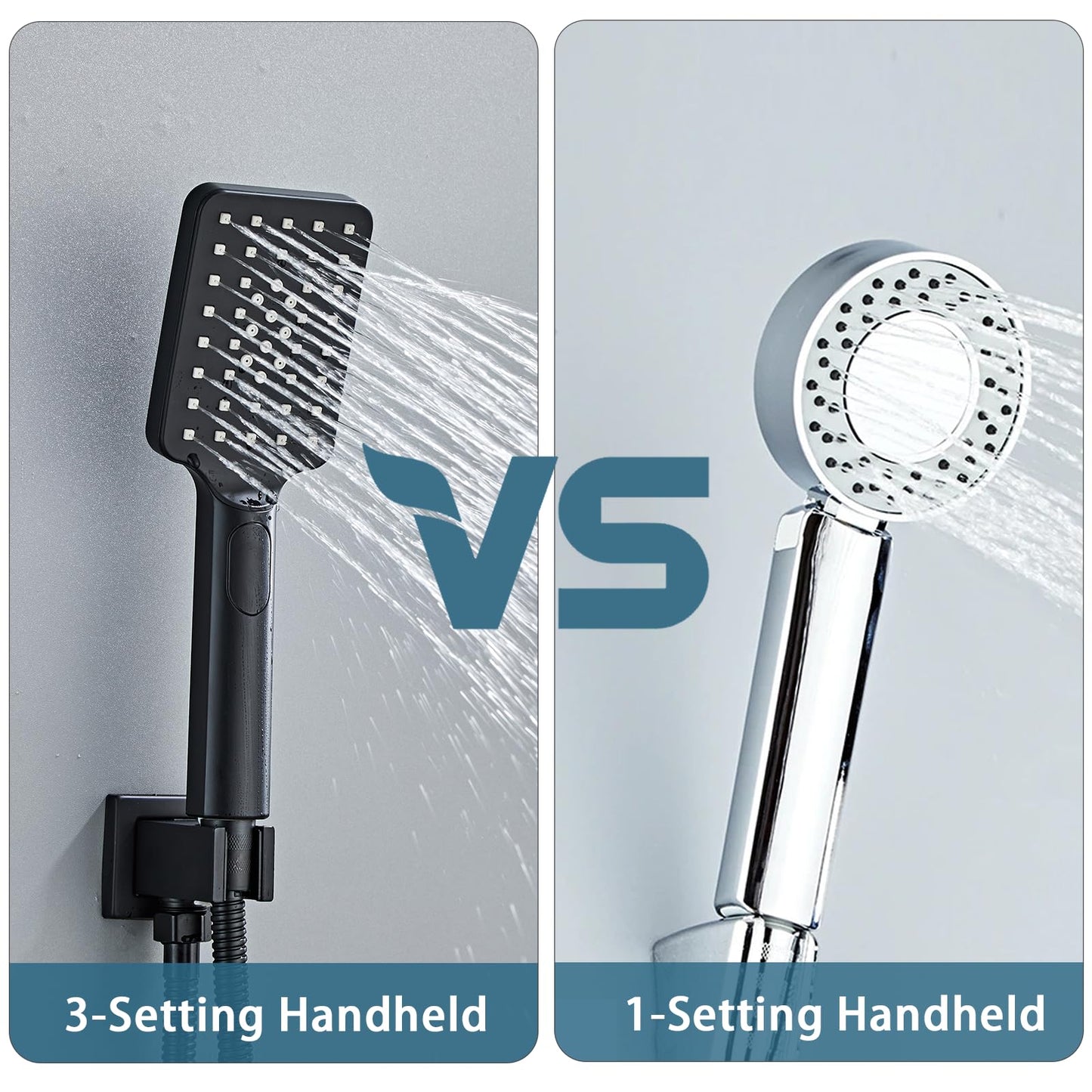 8 Inch Shower Faucet Set, Rainfall Shower System with High Pressure Handheld Shower Head, Bathroom Mixer Shower Set Wall Mounted Rough-in Valve and Trim Kit, with Tub Spout