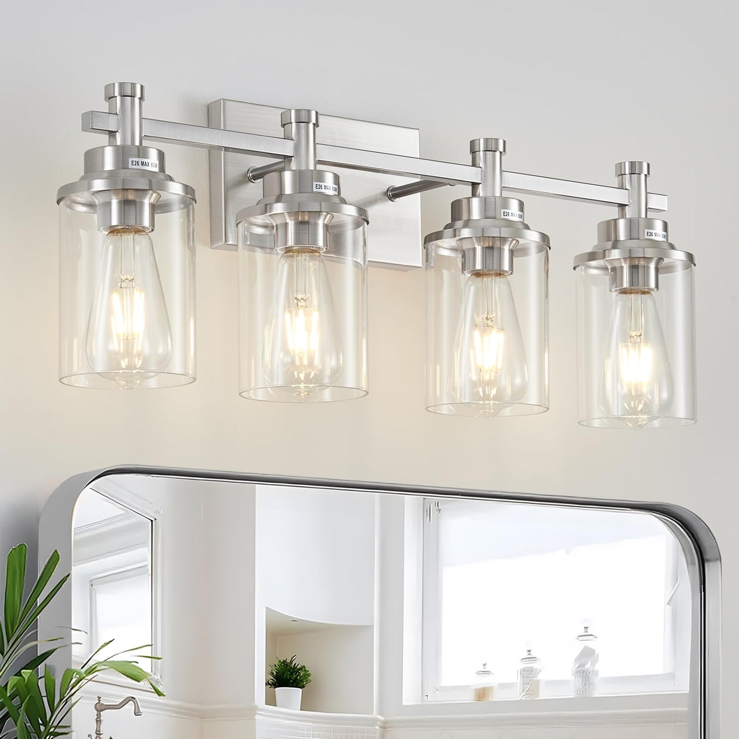 3 Light Bathroom Light Fixtures, Black and Brushed Gold Vanity Light Fixture Over Mirror, Modern Wall Sconces Lighting Wall Lamp for Bathroom, Bedroom, Hallway with Clear Glass Shade
