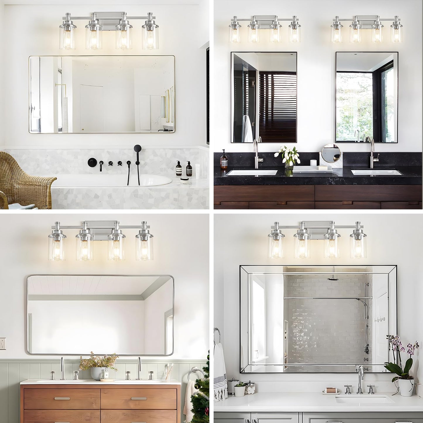3 Light Bathroom Light Fixtures, Black and Brushed Gold Vanity Light Fixture Over Mirror, Modern Wall Sconces Lighting Wall Lamp for Bathroom, Bedroom, Hallway with Clear Glass Shade