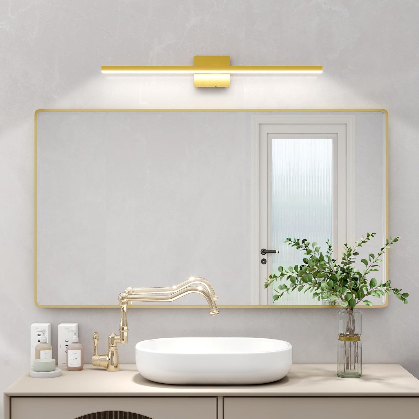 VOLISUN Modern Bathroom Vanity Light 15.7 inch, 12W Dimmable 5CCT Led Bathroom Light Fixture Over Mirror, Black Bar Vanity Light for Bathroom Mirror Restroom-ETL Certificated