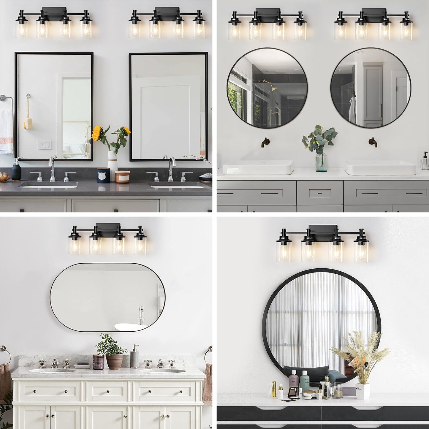 3 Light Bathroom Light Fixtures, Black and Brushed Gold Vanity Light Fixture Over Mirror, Modern Wall Sconces Lighting Wall Lamp for Bathroom, Bedroom, Hallway with Clear Glass Shade