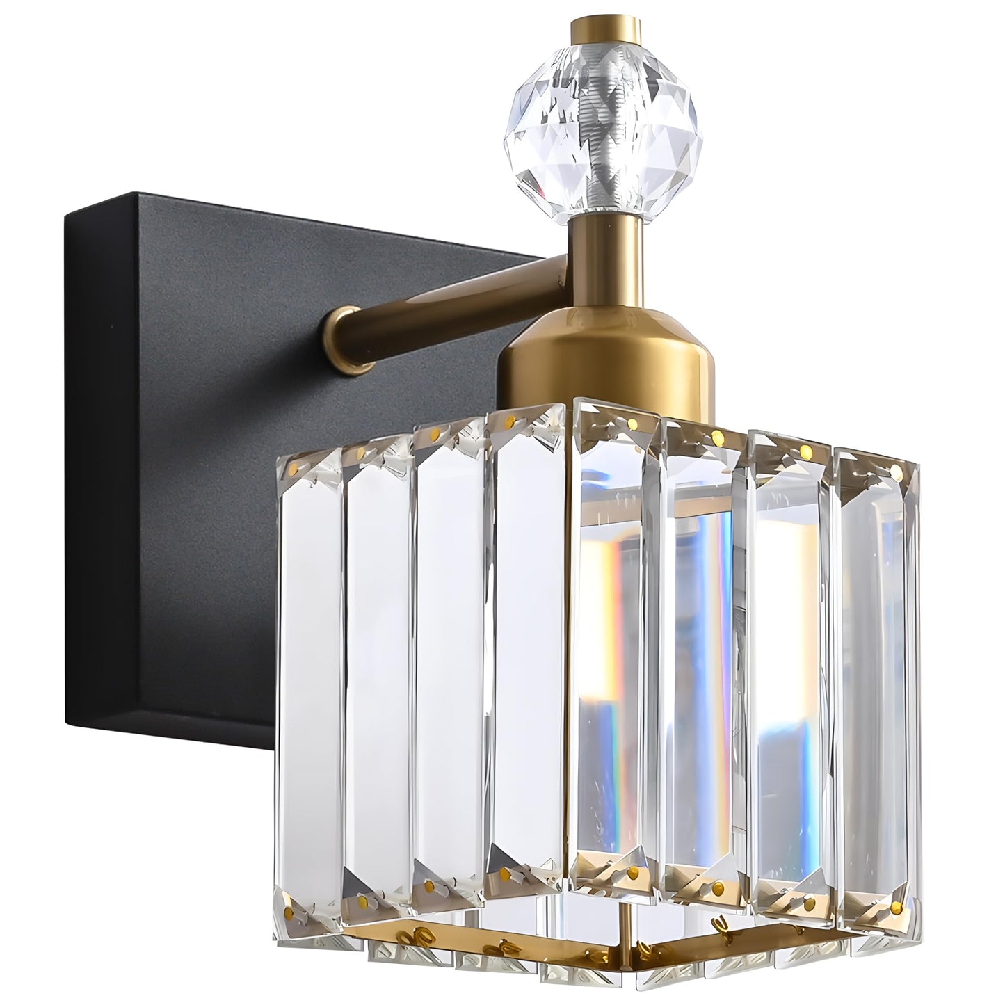 PRESDE Black Gold Crystal Bathroom Vanity Lights Fixtures Over Mirror Modern 3 Light Bath Wall Lighting