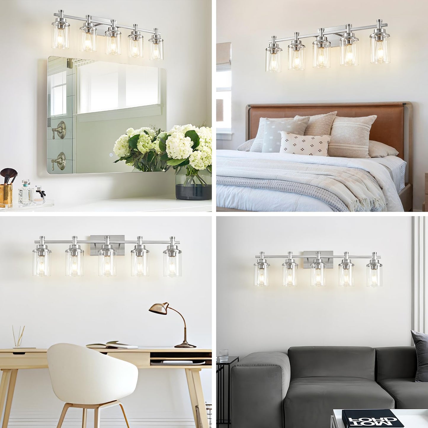 3 Light Bathroom Light Fixtures, Black and Brushed Gold Vanity Light Fixture Over Mirror, Modern Wall Sconces Lighting Wall Lamp for Bathroom, Bedroom, Hallway with Clear Glass Shade