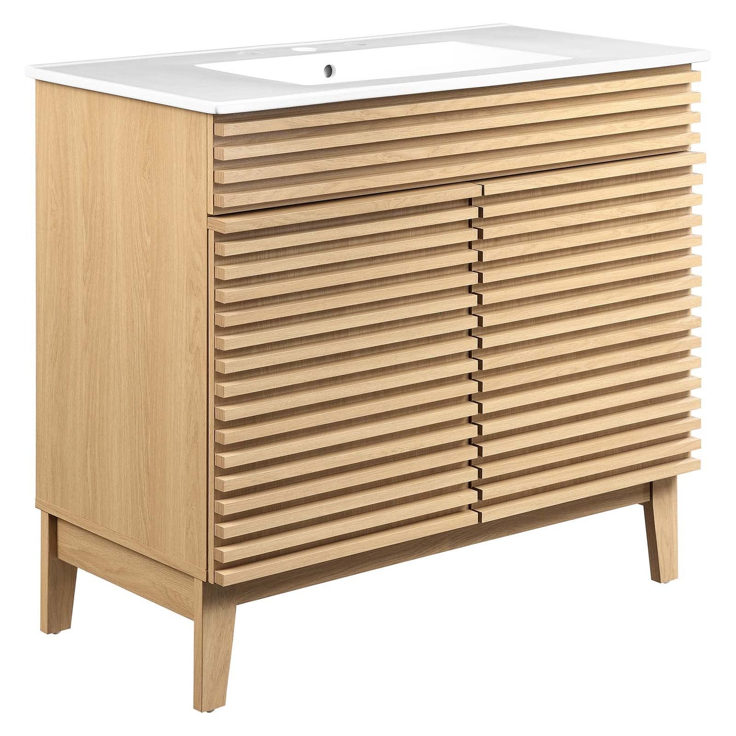 Modway Render 48" Double Sink Bathroom Vanity Cabinet in Walnut White