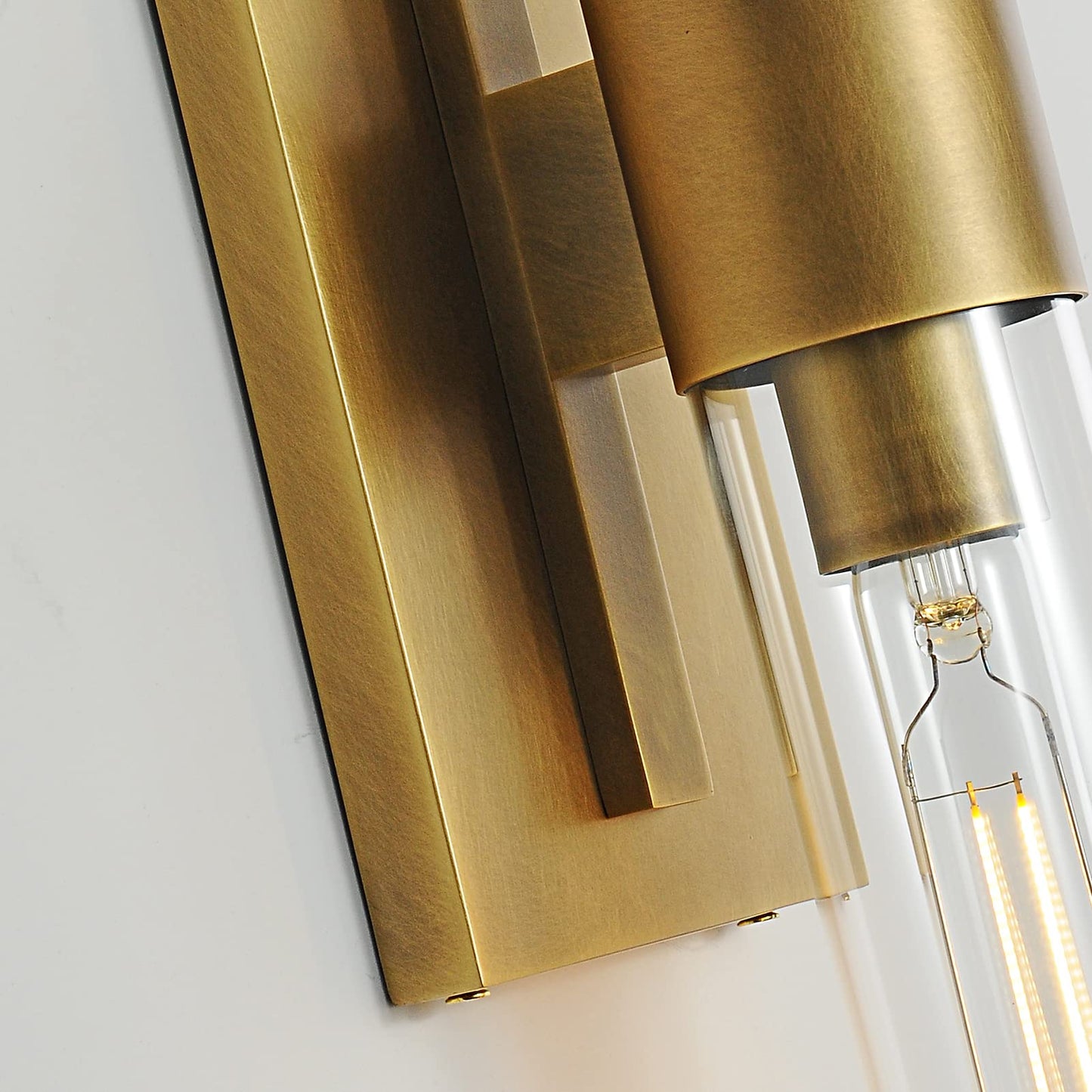 Brass Wall Sconces Set of Two, 22.8" Sconces Wall Lighting 2-Light, Gold Bathroom Vanity Wall Sconces, Glass Tube Wall Sconces, Indoor Wall Sconces for Bathroom, Bedroom, Vanity, Hallway