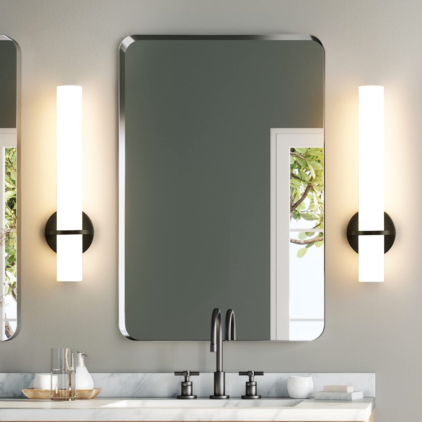 Gold Wall Sconces Set of Two - Dimmable Modern Sconces Wall Lighting 18W 3000K Led Wall Lights Acrylic Lampshade Hardwired Wall Light Fixtures for Living Room Bedroom Bathroom Hallway 18inch