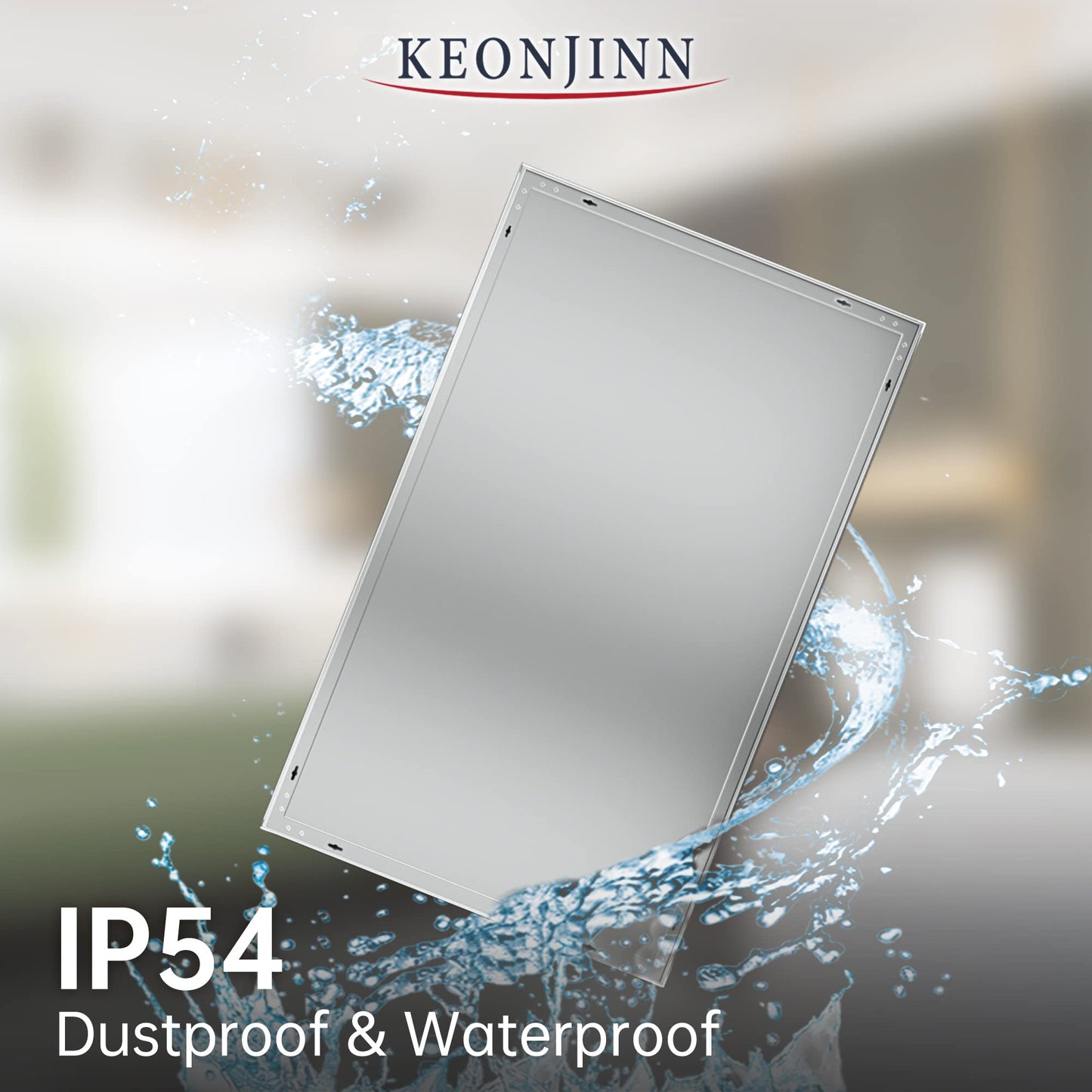 Keonjinn LED Bathroom Mirror 55 x 30 Inch Large Bathroom Mirror with Front Lights Lighted Vanity Mirror Wall Mounted Makeup Mirror Anti-Fog Dimmable Tempered Glass (Horizontal/Vertical)