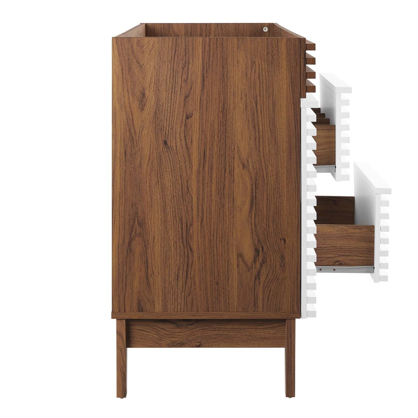 Modway Render 48" Double Sink Bathroom Vanity Cabinet in Walnut White