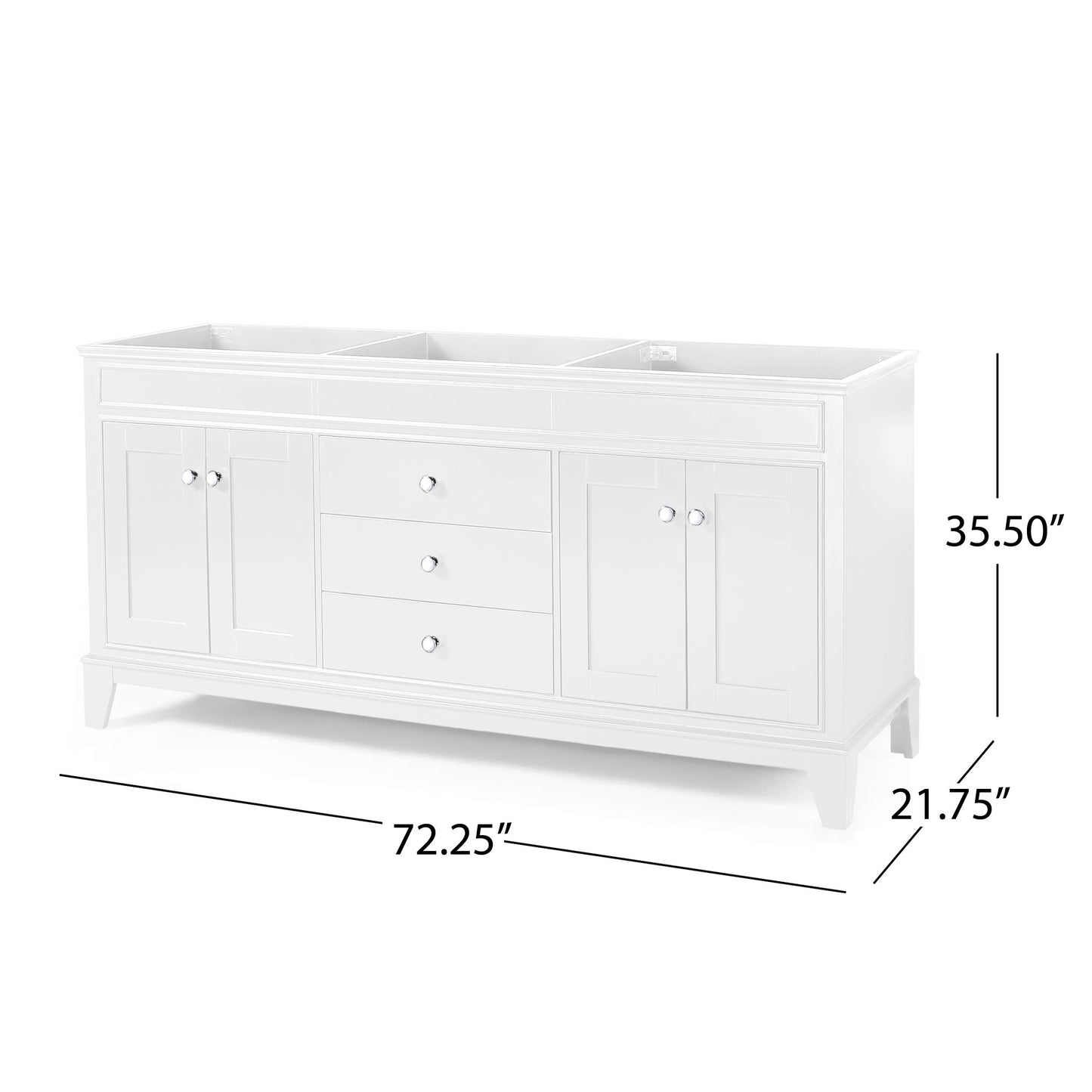 LUMISOL 72" Double Sink Bathroom Vanity with Marble Top, Solid Wood Bathroom Vanity with 3 Drawers and 4 Doors, Italian Carrara Bathroom Vanities with Double Ceramic Sink Set & Backsplash, White