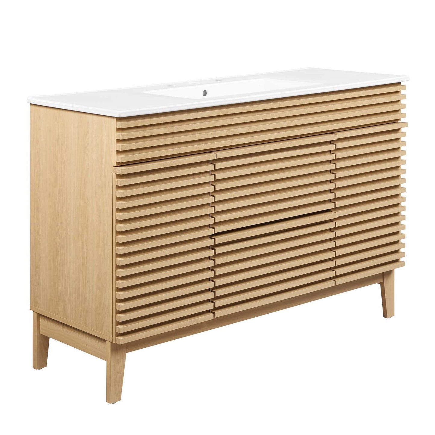 Modway Render 48" Double Sink Bathroom Vanity Cabinet in Walnut White