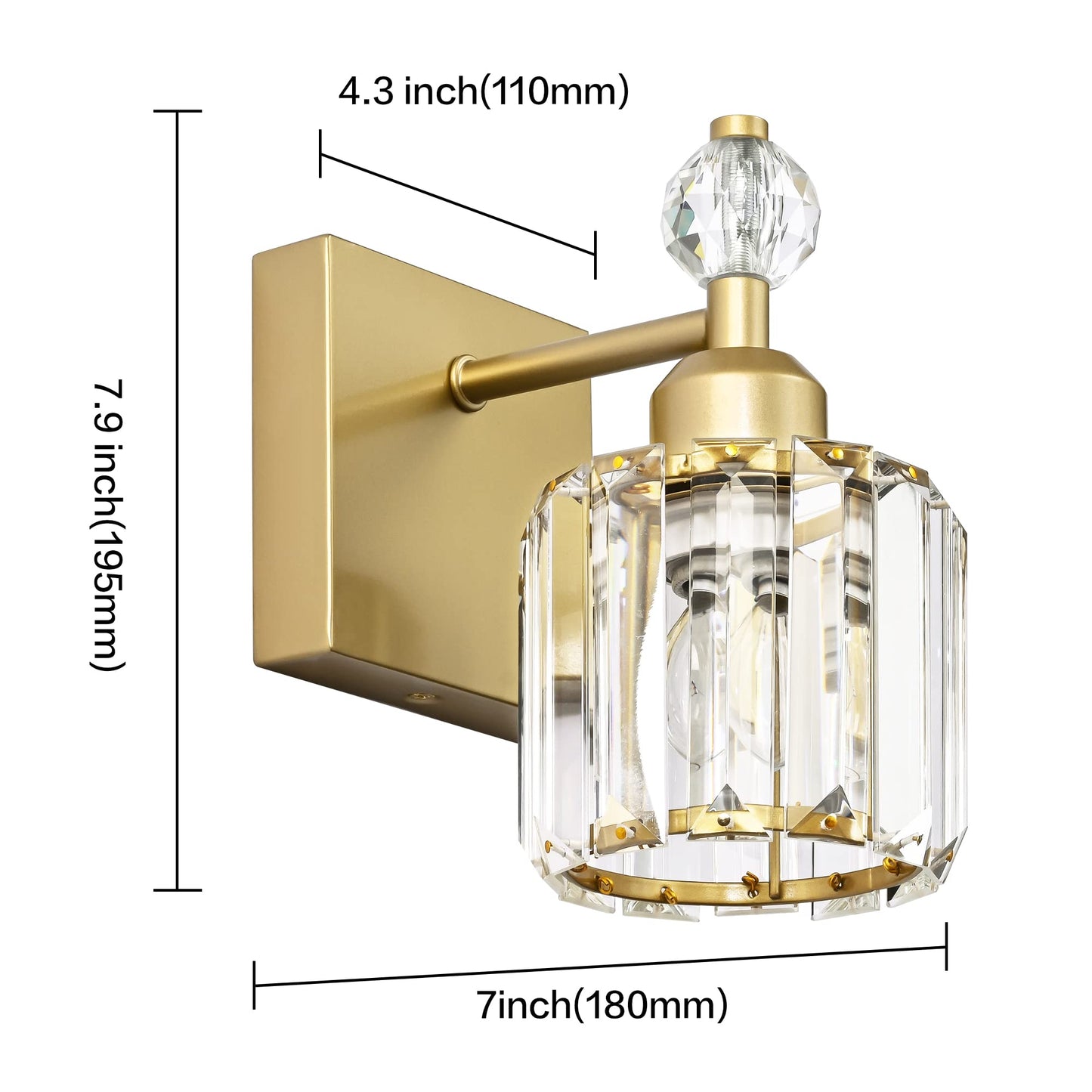 PRESDE Black Gold Crystal Bathroom Vanity Lights Fixtures Over Mirror Modern 3 Light Bath Wall Lighting