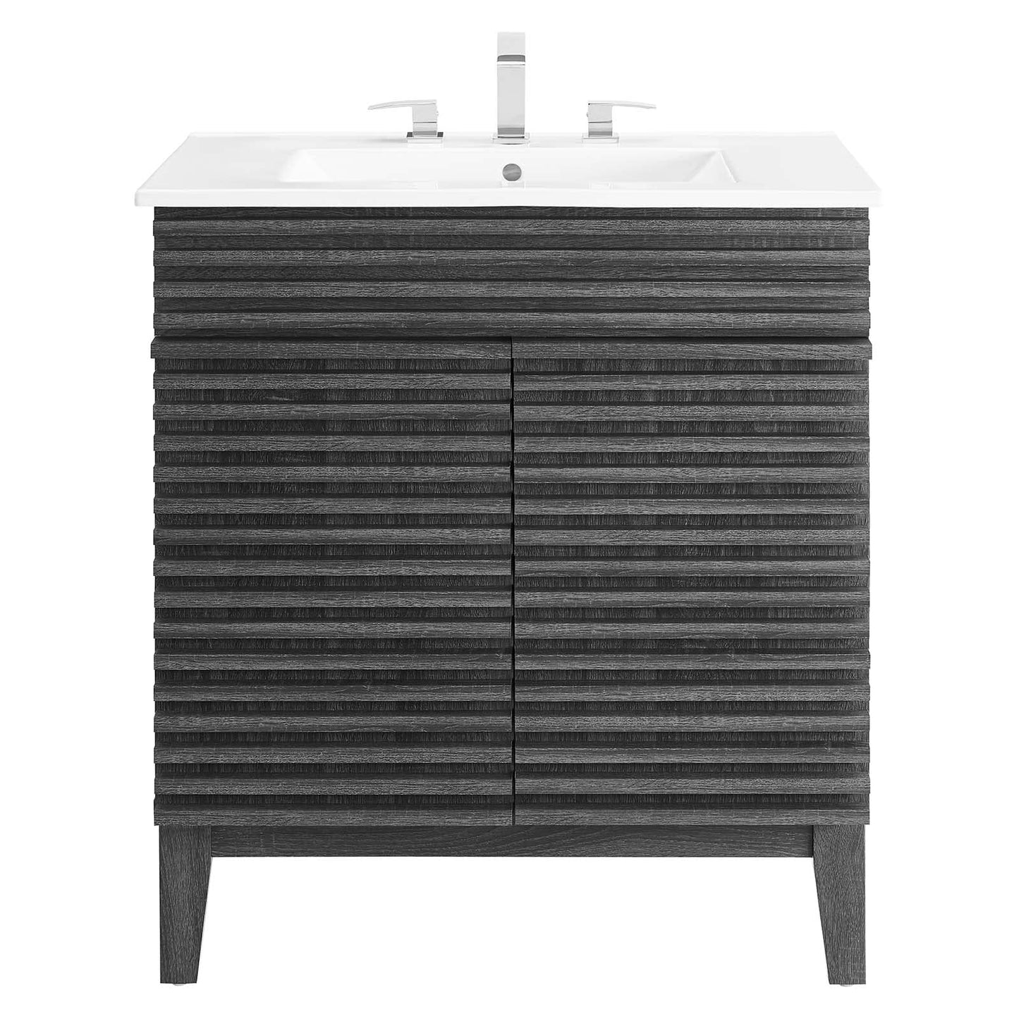 Modway Render 48" Double Sink Bathroom Vanity Cabinet in Walnut White