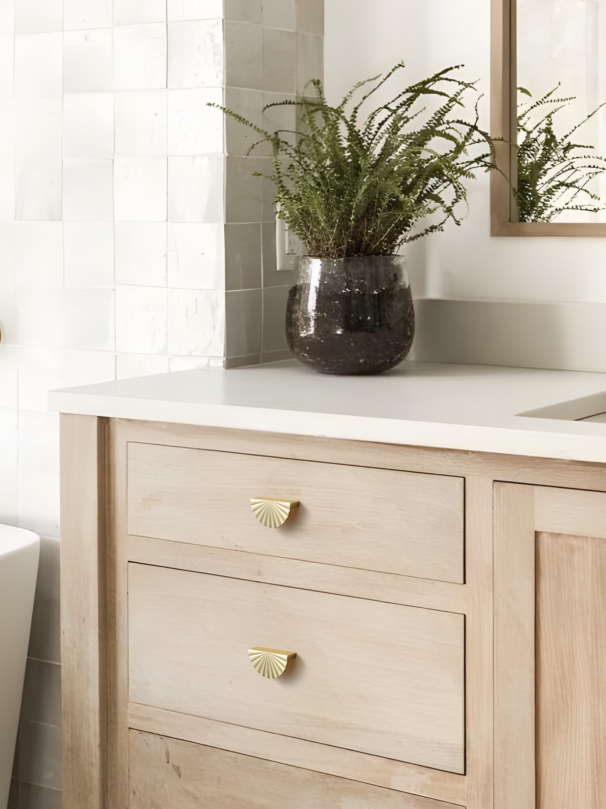 5 Pack Brushed Gold Cabinet Pulls 3" Hole Center Cup Flat Brass Drawer Pulls Kitchen Cupboard Bathroom Dresser Cabinet Hardware Handles Zinc Alloy