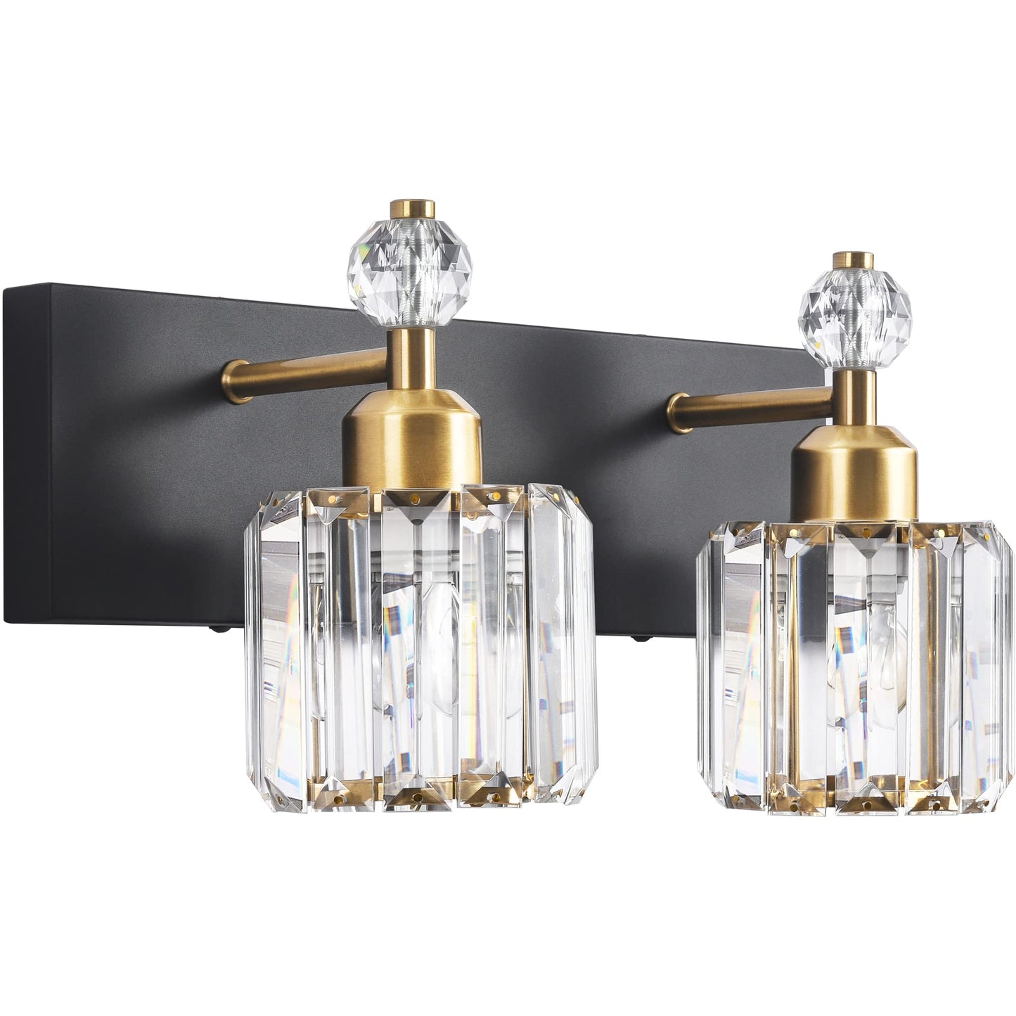 PRESDE Black Gold Crystal Bathroom Vanity Lights Fixtures Over Mirror Modern 3 Light Bath Wall Lighting