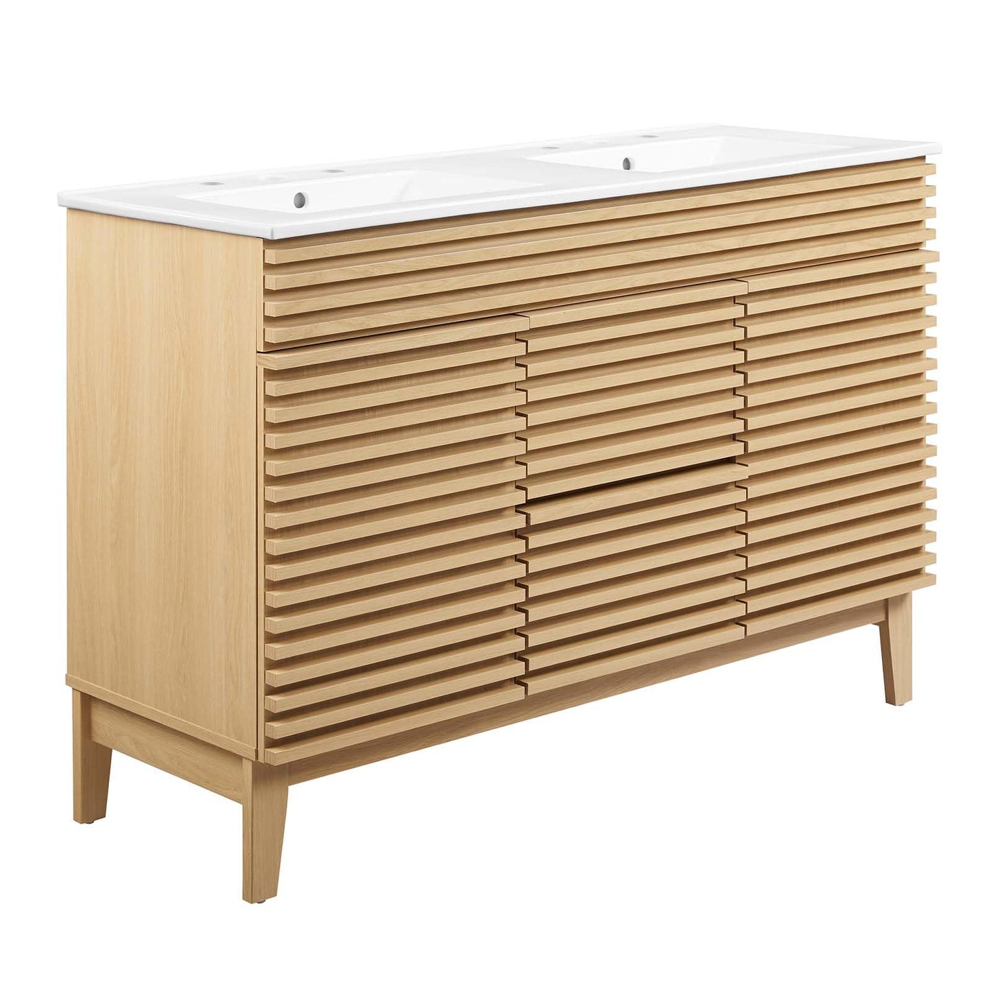 Modway Render 48" Double Sink Bathroom Vanity Cabinet in Walnut White