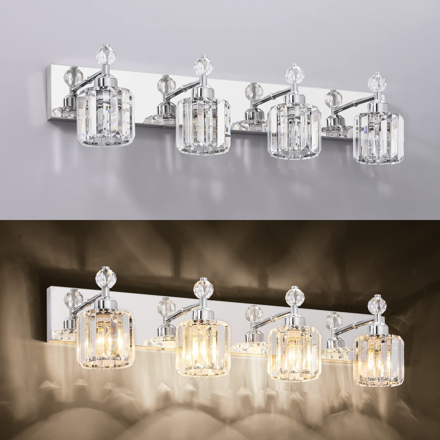 PRESDE Black Gold Crystal Bathroom Vanity Lights Fixtures Over Mirror Modern 3 Light Bath Wall Lighting