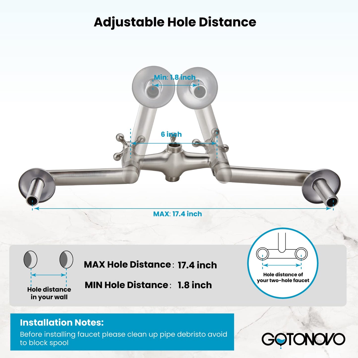 gotonovo Bathtub Clawfoot Faucet Brushed Nickel Finish Wall Mount Tub Filler with Hand Held Shower Faucet 2 Cross Handles with Tub Spout Victorian Vintage Telephone Style