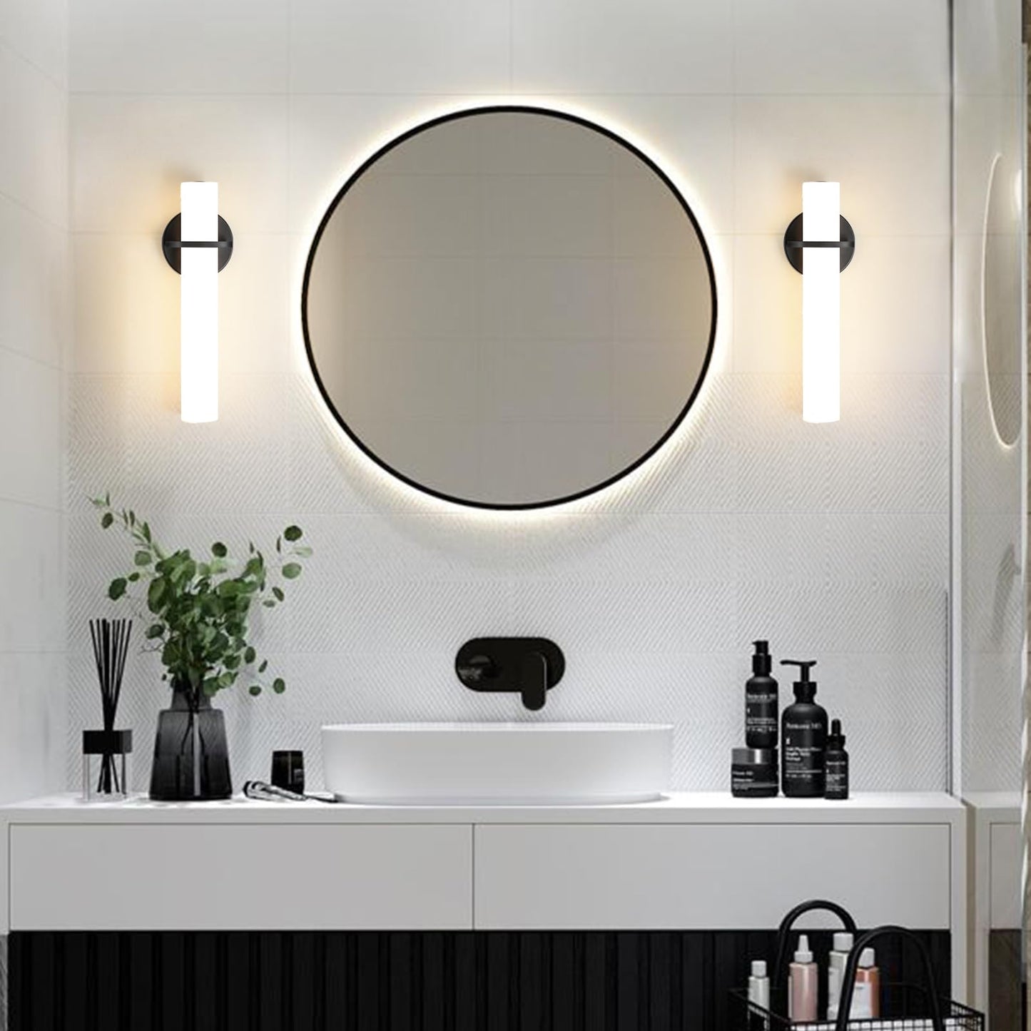 Gold Wall Sconces Set of Two - Dimmable Modern Sconces Wall Lighting 18W 3000K Led Wall Lights Acrylic Lampshade Hardwired Wall Light Fixtures for Living Room Bedroom Bathroom Hallway 18inch