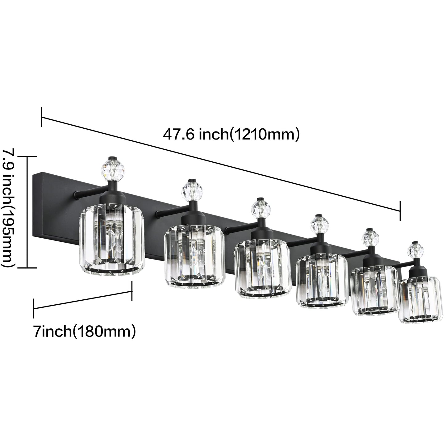 PRESDE Black Gold Crystal Bathroom Vanity Lights Fixtures Over Mirror Modern 3 Light Bath Wall Lighting