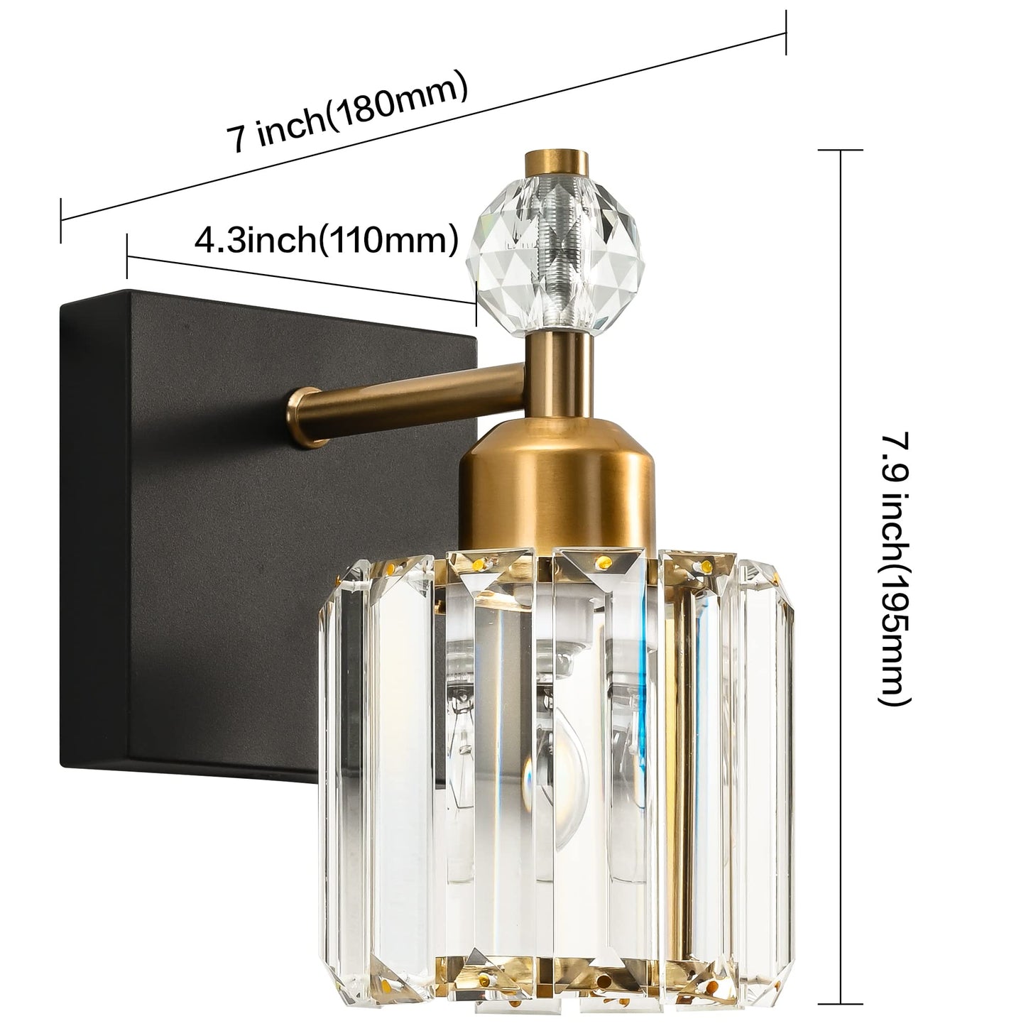 PRESDE Black Gold Crystal Bathroom Vanity Lights Fixtures Over Mirror Modern 3 Light Bath Wall Lighting