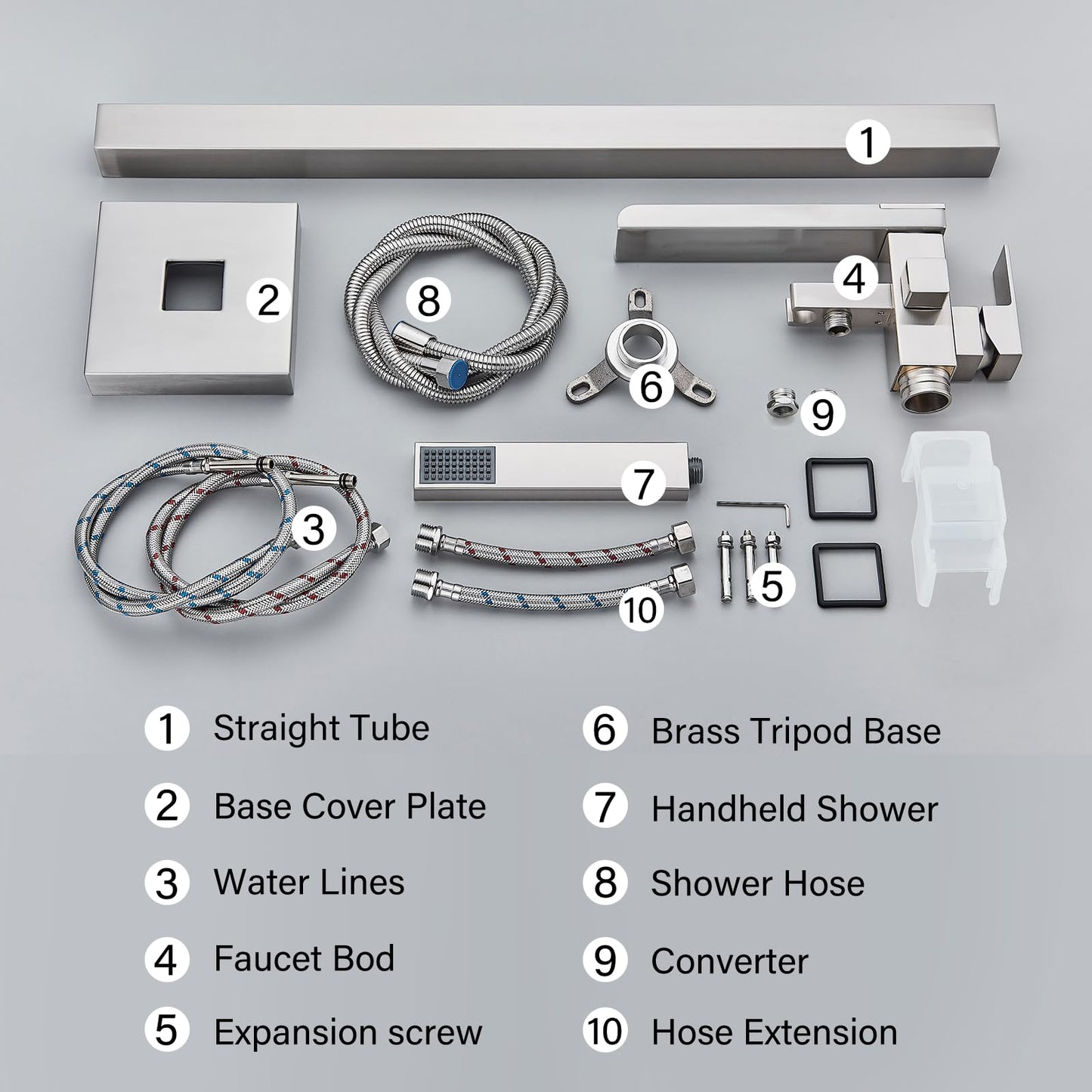 YAGATAP Freestanding Bathtub Faucet Floor Mount Tub Filler Matte Black High Flow Shower Faucets with Handheld Shower Mixer Taps Swivel Spout