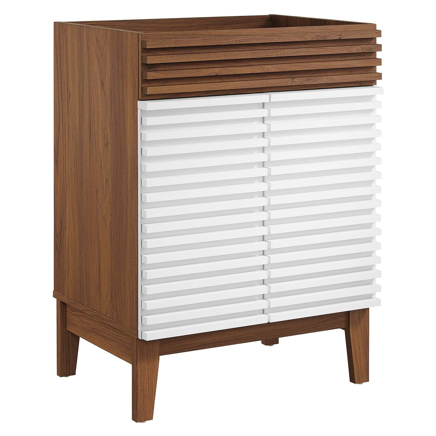 Modway Render 48" Double Sink Bathroom Vanity Cabinet in Walnut White