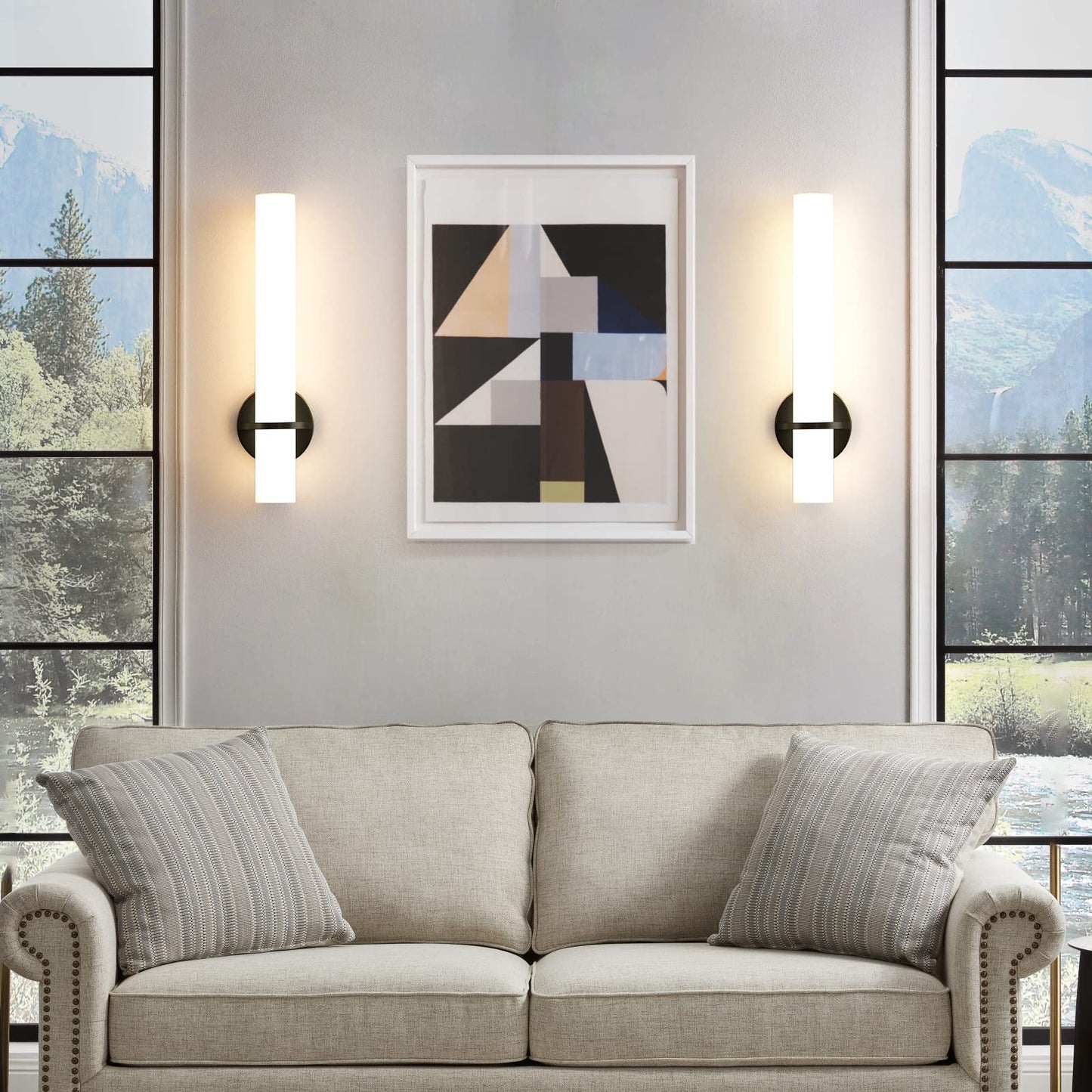 Gold Wall Sconces Set of Two - Dimmable Modern Sconces Wall Lighting 18W 3000K Led Wall Lights Acrylic Lampshade Hardwired Wall Light Fixtures for Living Room Bedroom Bathroom Hallway 18inch