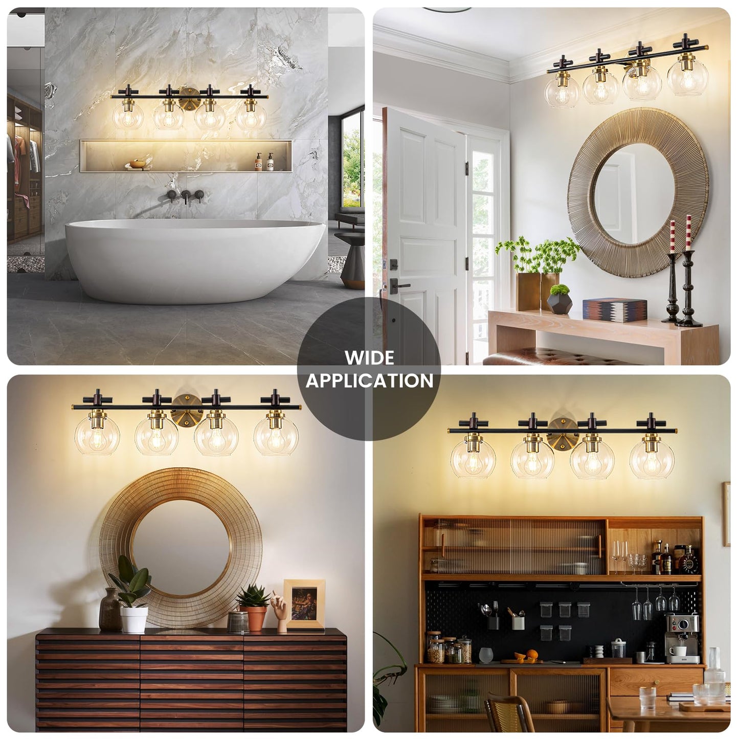 Bathroom Vanity Light, 3-Lights Vanity Lights for Bathroom, Bathroom Light Fixtures Over Mirror with Amber Glass Shade, 23 inch Modern Vanity Light (Amber Glass, 3 Lights)