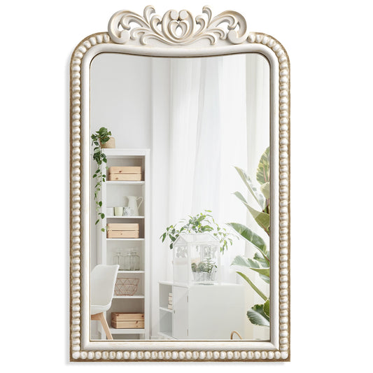 Barnyard Designs 24" x 36" Vintage Rustic Farmhouse Wall Mirror with Ornate Detailing - Perfect for Vanity or Bathroom - Compliment Worthy Decor - Rustic Wood Frame