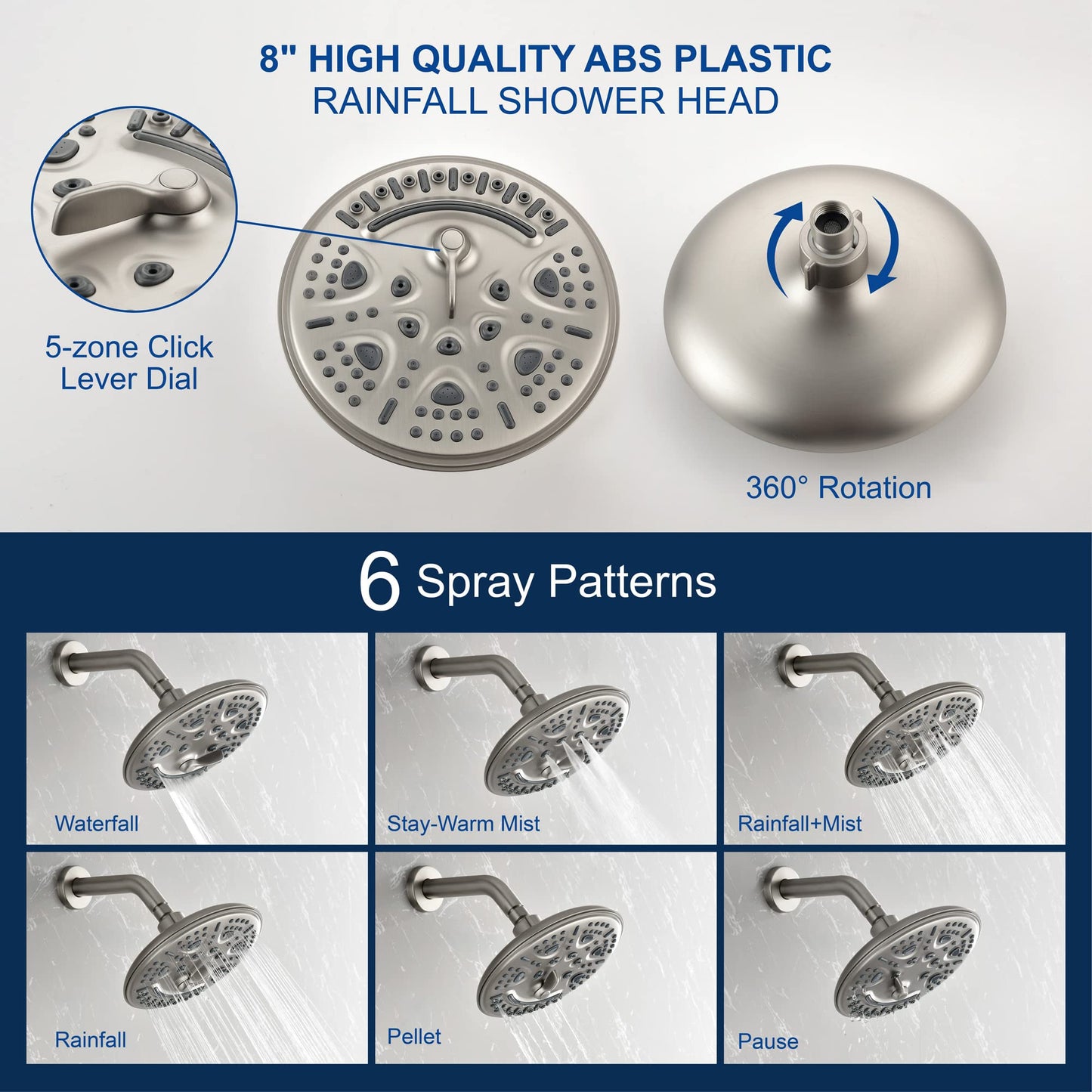 SHAMANDA Shower System with Waterfall Tub Spout and Handheld Shower Head, 12" Rain Shower Faucet Sets Complete with Shower Round-in Valve and Trim Wall Mount, Brushed Gold, L101-3