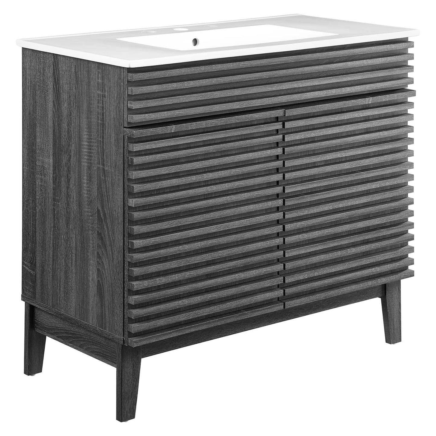 Modway Render 48" Double Sink Bathroom Vanity Cabinet in Walnut White