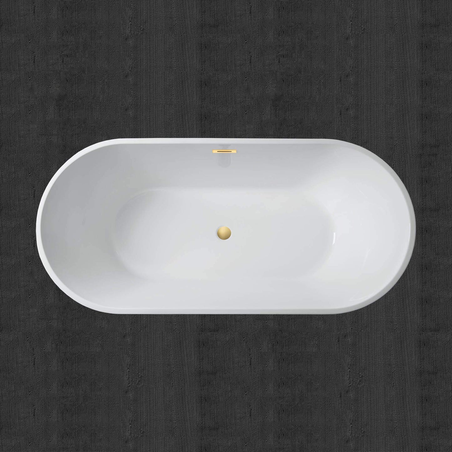 WOODBRIDGE 59" Acrylic Freestanding Bathtub Contemporary Soaking White Tub with Brushed Nickel Overflow and Drain,B0014 -B/N-Drain &O