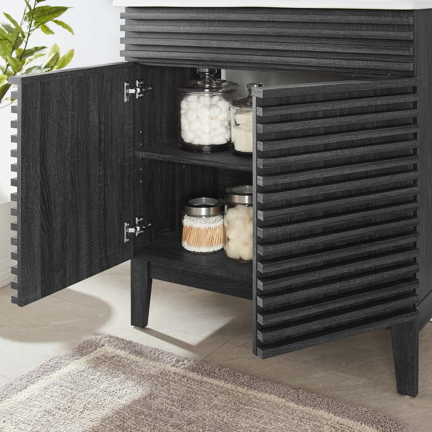Modway Render 48" Double Sink Bathroom Vanity Cabinet in Walnut White
