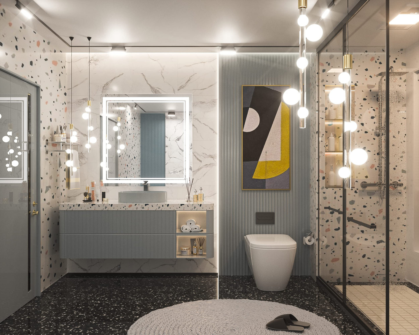Keonjinn LED Bathroom Mirror 55 x 30 Inch Large Bathroom Mirror with Front Lights Lighted Vanity Mirror Wall Mounted Makeup Mirror Anti-Fog Dimmable Tempered Glass (Horizontal/Vertical)